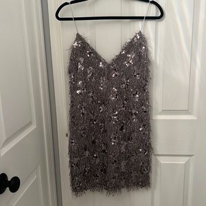 Gray fringe & sequin party dress Halloween or new years
